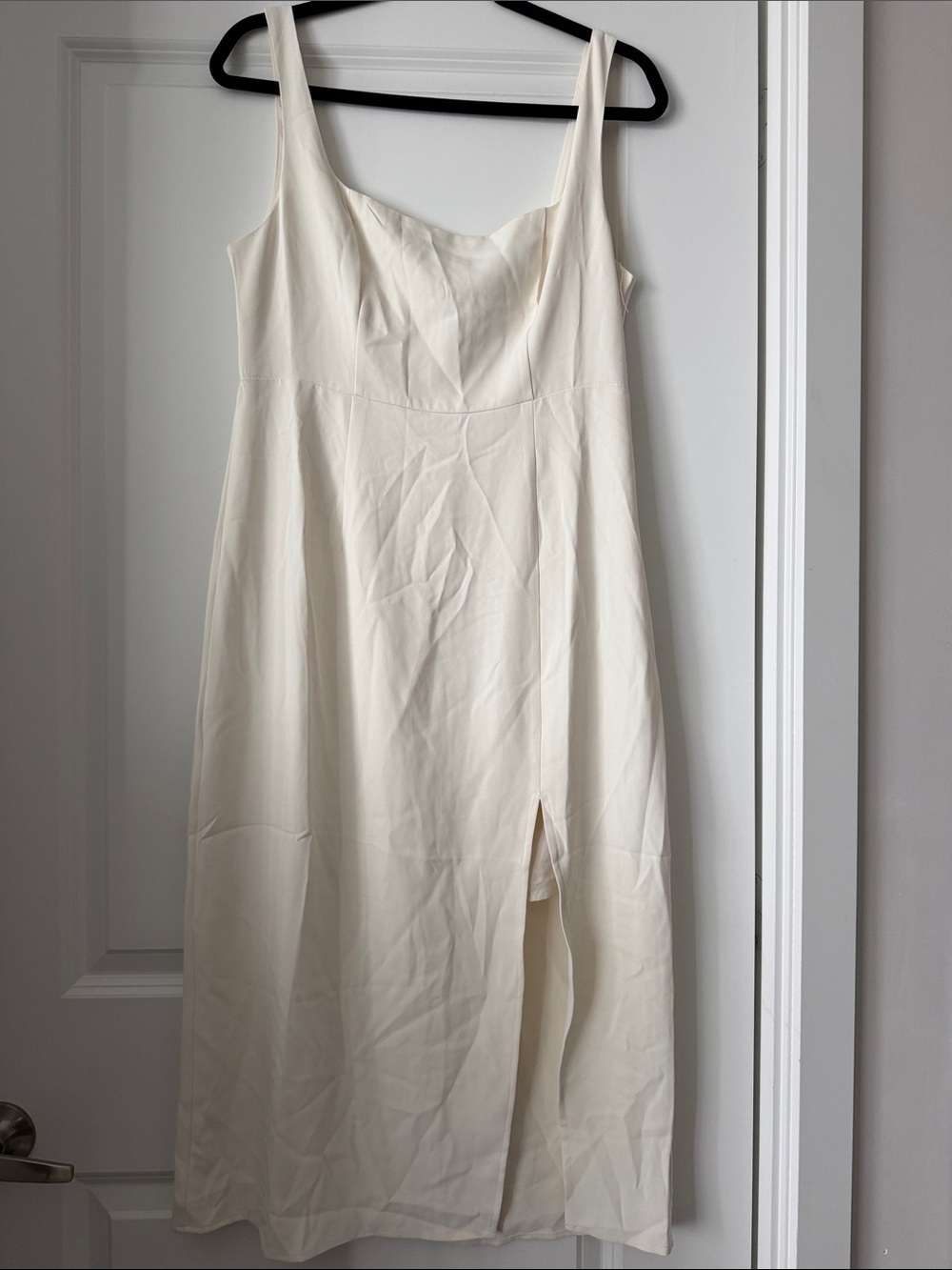SHEIN Cream Midi Slip Dress with Side Slit
